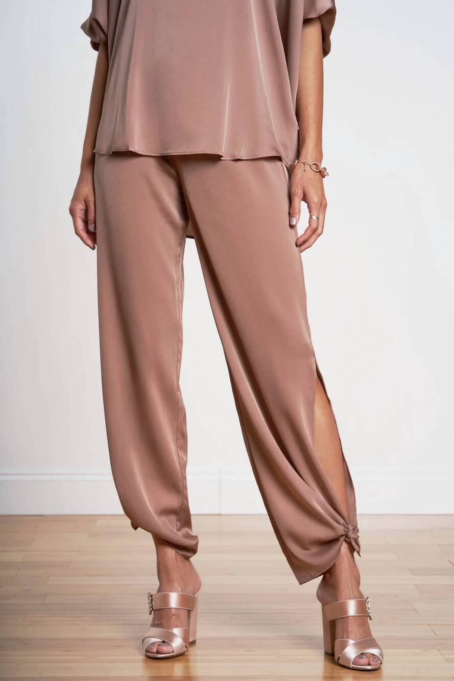 NEW NOUVELLE / SILK95FIVE women's pondy wide-leg pants in khaki mauve